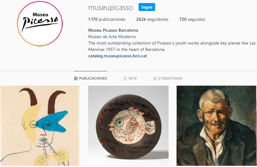 Canal de Instagram del Museu Picasso, ejemplo de difusión de la cultura en redes sociales